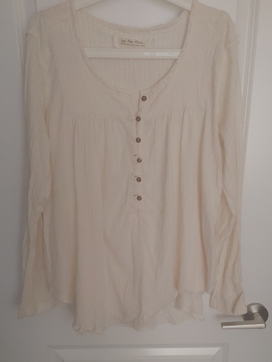 Free People Tops - Free People Cream Button-Front Peasant Blouse